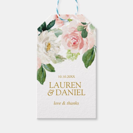 Modern Blush | Gold Love dank u bruiloft Cadeaulabel (Voorkant)