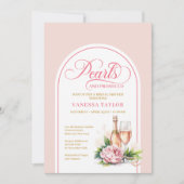 Modern Blush Gold Pearls and Prosecco Shower Card Kaart (Voorkant)