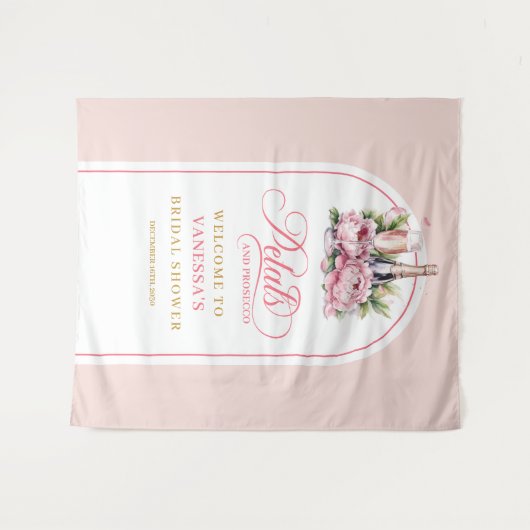 Modern blush gold petals and prosecco event wall wandkleed (Voorkant (horizontaal))