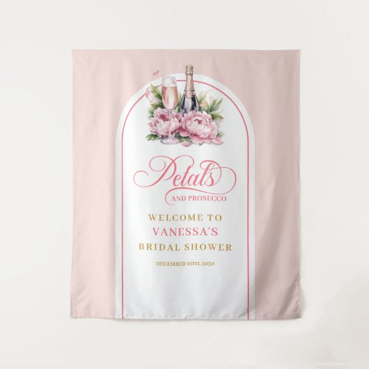 Modern blush gold petals and prosecco event wall wandkleed (Voorkant)