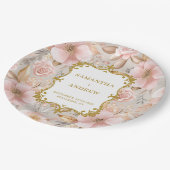 Modern Blush Gold Trouwpapier Borden Papieren Bordje (Gekanteld)