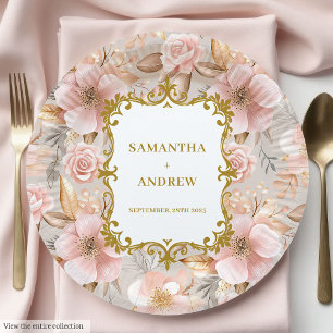 Modern Blush Gold Trouwpapier Borden Papieren Bordje