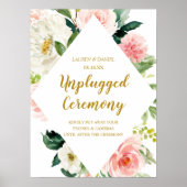Modern Blush Gold Unplugged Wedding Ceremony Sign Poster (Voorkant)