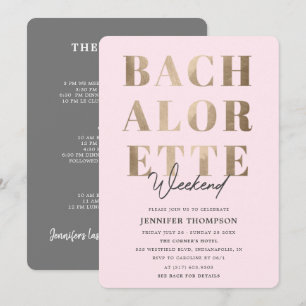 Modern Blush & Gold vrijgezellenweekend Kaart