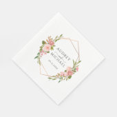 Modern Blush Golden Lijst Floral Wedding Servet (Hoek)