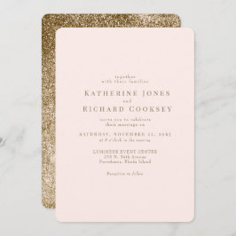 Modern Blush & Goud Afgeronde Glam Wedding Kaart
