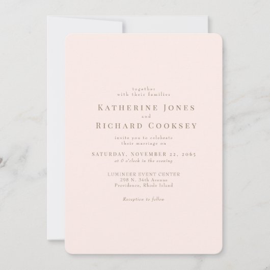 Modern Blush & Goud Afgeronde Glam Wedding Kaart (Voorkant)