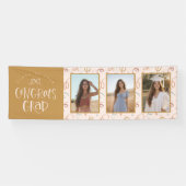 Modern Blush Goud Confetti 3 Foto Afstudeerfeest Spandoek (Horizontaal)