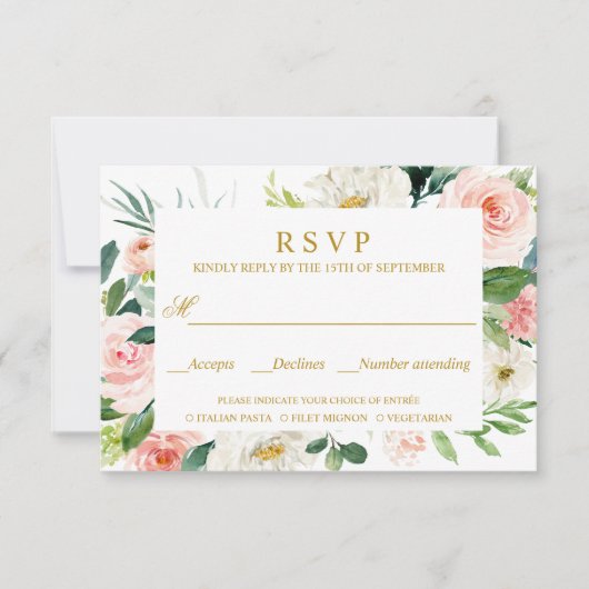Modern Blush | GoudWEDING RSVP MEAL KEUZE (Voorkant)