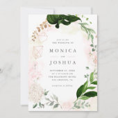Modern Blush & Green Botanical Greenery Wedding Kaart (Voorkant)