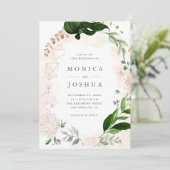Modern Blush & Green Botanical Greenery Wedding Kaart (Staand voorkant)