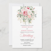 Modern Blush Greenery Gold Wedding Invite Kaart (Voorkant)