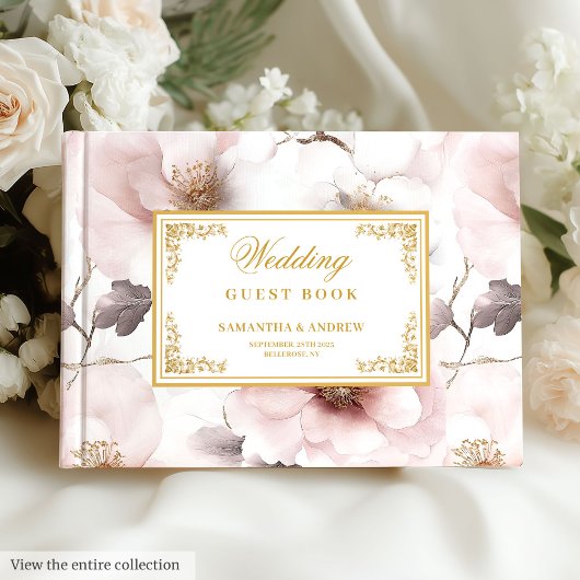 Modern Blush Ivory Gold Elegant Wedding Guest Book Gastenboek