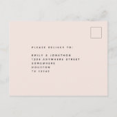 Modern Blush Leaves Bruiloft RSVP Briefkaart (Achterkant)