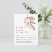 Modern Blush Leaves Bruiloft RSVP Briefkaart (Staand voorkant)