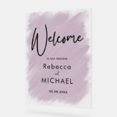 Modern blush lila geschilderd bruiloft welkom acryl bord (Hoek)