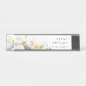 Modern Blush Lila Waterverf Roos Bloemen Bunch Bureau Naambordje (Voorkant)
