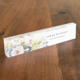 Modern Blush Lila Waterverf Roos Bloemen Bunch Naambordje