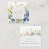 Modern Blush Lila Waterverf Roos Bloemen Bunch Vierkante Visitekaartje (Voorkant / Achterkant)