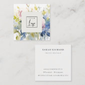 Modern Blush Lila Waterverf Roos Bloemen Logo Vierkante Visitekaartje (Voorkant / Achterkant)