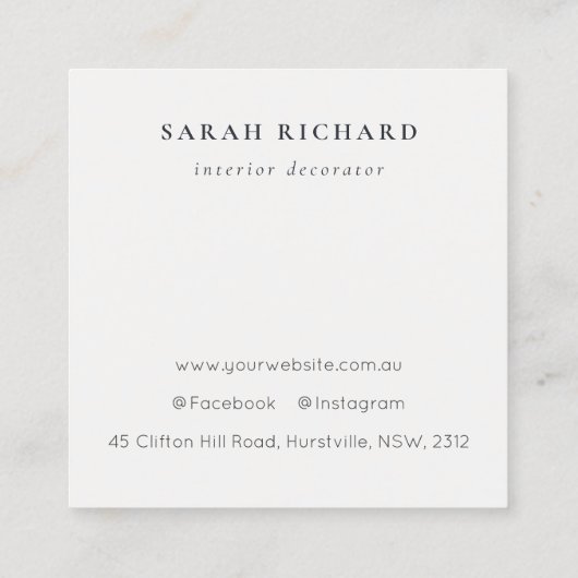 Modern Blush Lila Waterverf Roos Bloemen Logo Vierkante Visitekaartje (Achterkant)