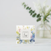Modern Blush Lila Waterverf Roos Bloemen Logo Vierkante Visitekaartje (Staand voorkant)