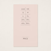 Modern Blush Logo Kleding Prijs label w / Maat Gra Visitekaartje (Achterkant)