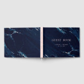 Modern blush marine marmer bruiloft gastenboek (Volledig)