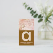 Modern Blush Marmer Luxe Branding Visitekaartje (Staand voorkant)