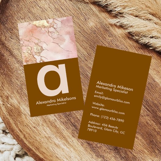 Modern Blush Marmer Luxe Branding Visitekaartje
