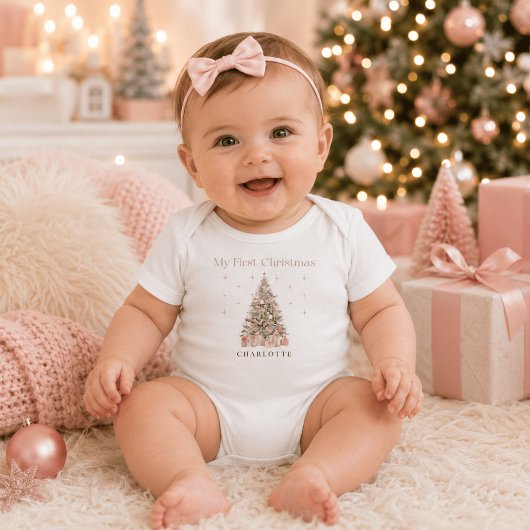 Modern Blush Mijn Eerste Kerstmis – Persoonlijk Romper