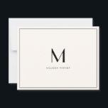 Modern Blush Minimalistisch monogram plat Bedankkaart<br><div class="desc">Eenvoudig en modern zeer bleke blush en zwart monogram bedankje.</div>