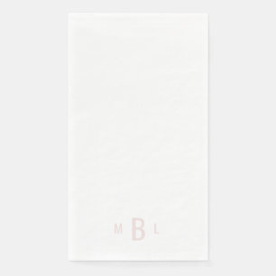 Modern Blush Monogram White Wedding Servet