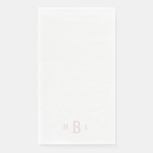 Modern Blush Monogram White Wedding Servet (Voorkant)
