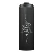 Modern Blush Monogrammed Name Brushed Metal Thermosbeker (Voorkant)
