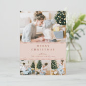 Modern Blush Multi Photo Christmas Feestdagenkaart (Staand voorkant)
