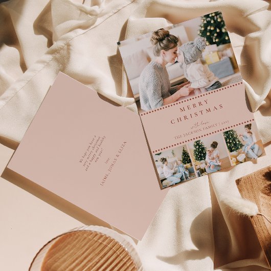 Modern Blush Multi Photo Christmas Feestdagenkaart