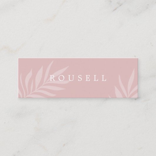 Modern blush natuurlijke gebladerte minimaal mini visitekaartje (Voorkant)