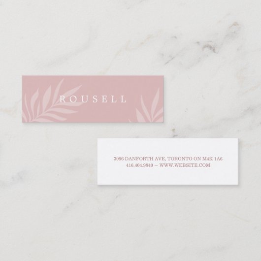 Modern blush natuurlijke gebladerte minimaal mini visitekaartje (Voorkant / Achterkant)
