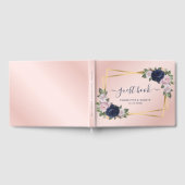 Modern Blush Navy Blue Gold Geometric Wedding Gastenboek (Volledig)