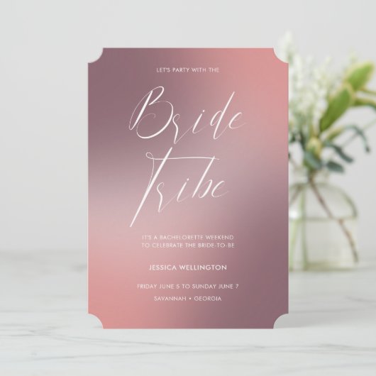 Modern Blush Ombré Gradient Bachelorette Weekend Kaart (Staand voorkant)