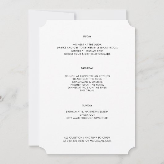 Modern Blush Ombré Gradient Bachelorette Weekend Kaart (Achterkant)