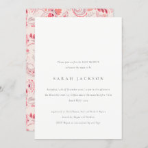 Modern Blush Paisley Typography Baby shower