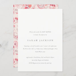 Modern Blush Paisley Typography Baby shower Kaart
