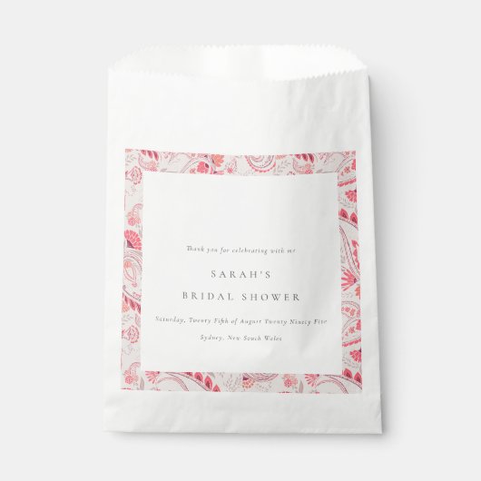 Modern Blush Paisley Typography Vrijgezellenfeest Bedankzakje (Voorkant)