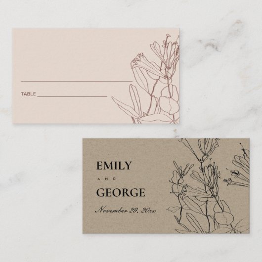 MODERN BLUSH PASTEL LINE DRAADPLEEGKAART VISITEKAARTJE (Voorkant / Achterkant)