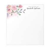 Modern Blush Pastel Pink Floral Waterverf Script Notitieblok (Voorkant)
