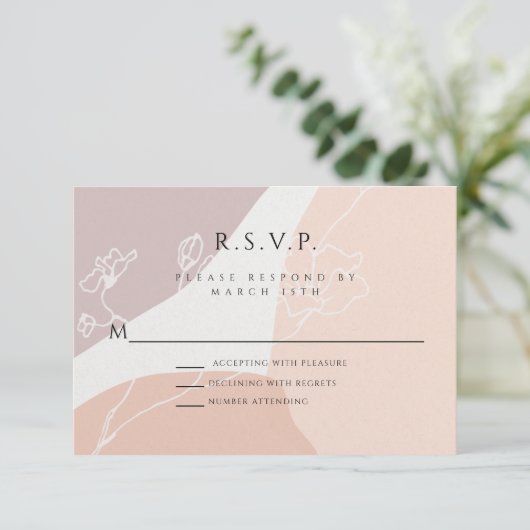 Modern Blush Peach Botanical RSVP Response Kaart