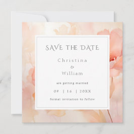 Modern Blush Peach Flower Wedding Save the Date