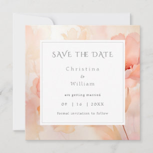 Modern Blush Peach Flower Wedding Save the Date